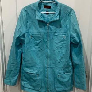Aqua leather jacket